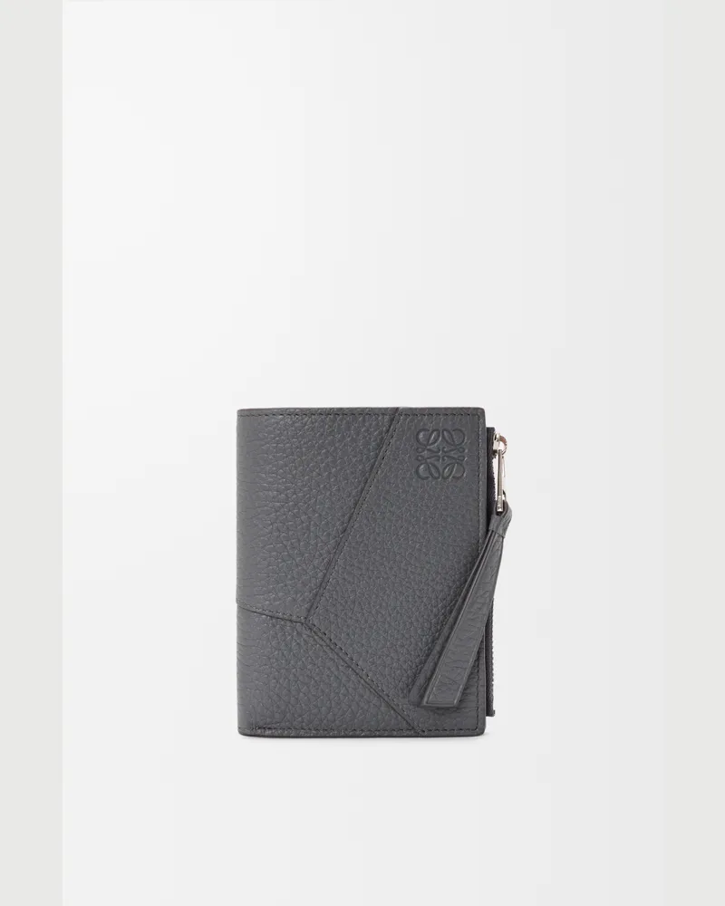 Loewe Puzzle Slim Compact Wallet In Supple Grained Leather skin Hombre Blue