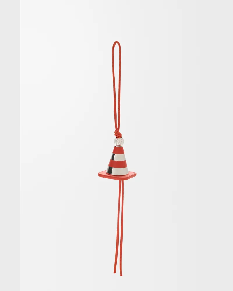 Loewe Work Cone Charm In Brass And Leather skin Mujer Red