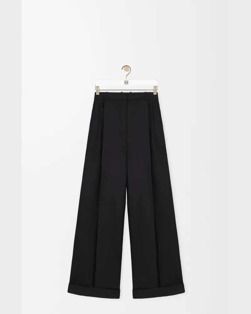 Loewe Trousers In Wool And Silk Size Mujer Black
