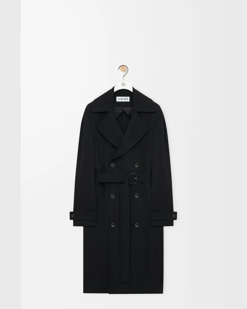 Loewe Trench Coat In Stretch Viscose Size Mujer Black