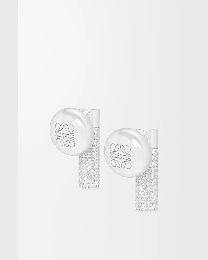 Loewe Pebble Stud Earrings In Sterling Silver And Crystals Mujer Silver