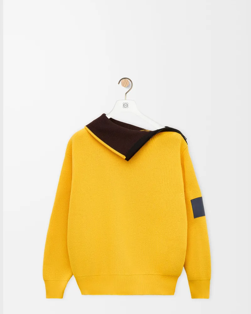 Loewe Zip-up Sweater In Wool Size Mujer Yellow