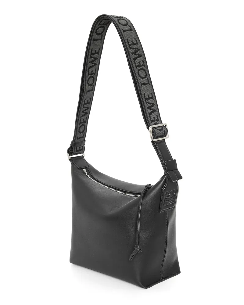 Loewe Luxury Small Cubi Crossbody bag in supple smooth calfskin and jacquard Black