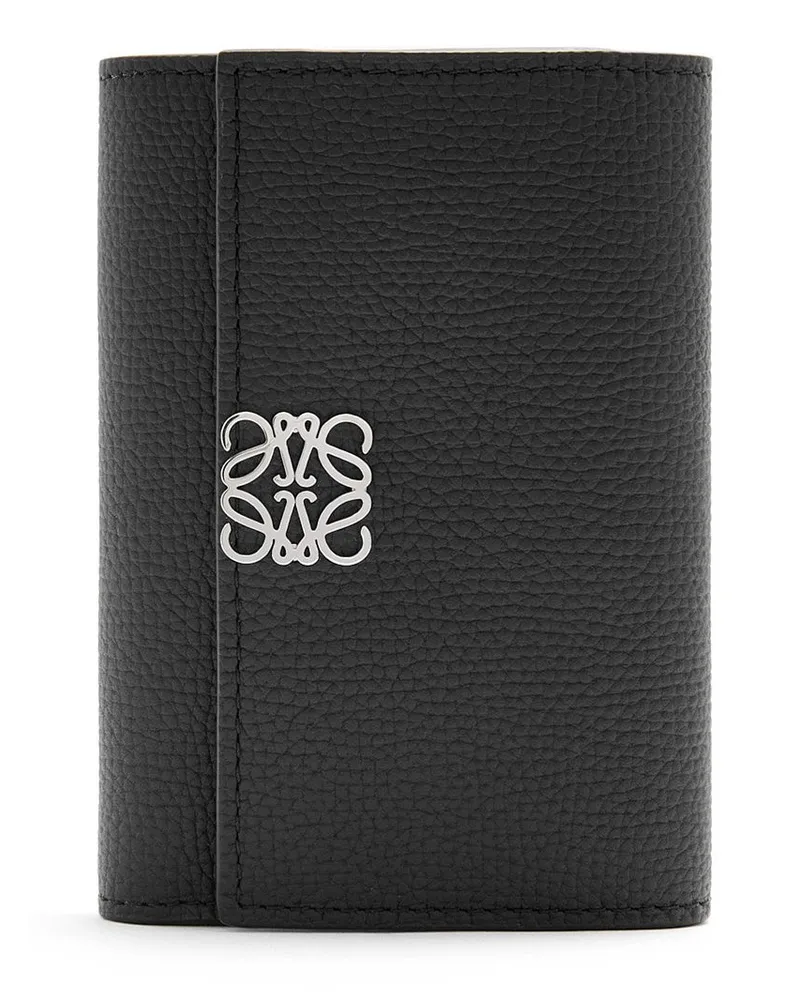 Loewe Luxury Anagram small vertical wallet in pebble grain calfskin Black