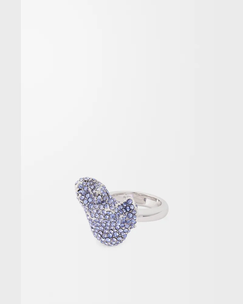 Loewe Glitter Fragment Ring In Sterling Silver And Crystals Size Mujer Silver