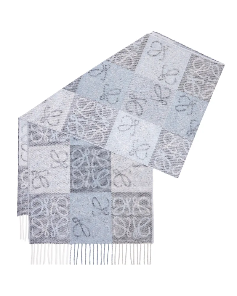 Loewe Luxury Scarf in wool and cashmere Blue