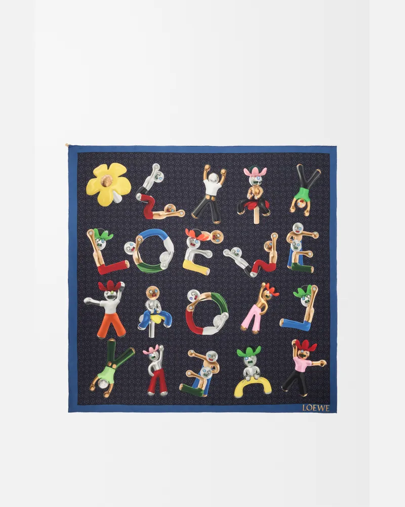 Loewe Scarf In Silk Mujer Navy