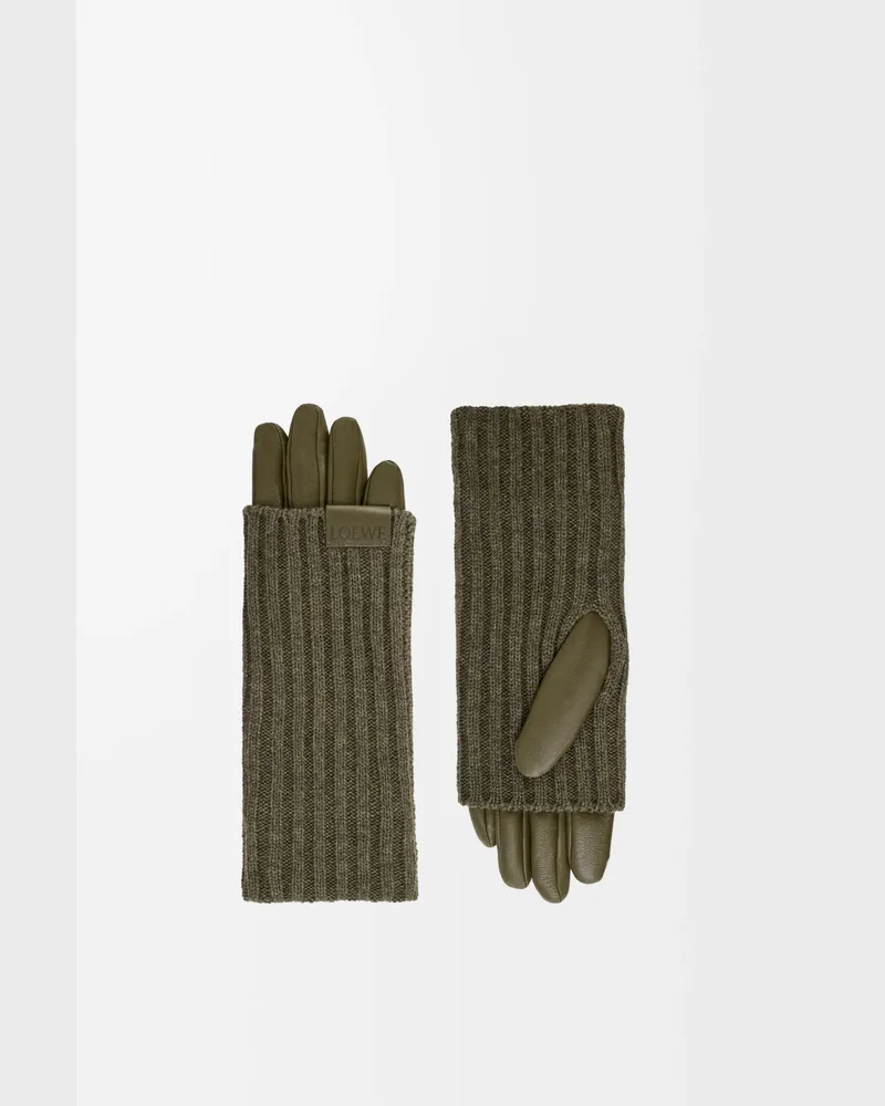 Loewe Gloves In Cashmere And Nappa Lambskin Size Mujer Dark