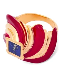 Loewe Luxury Twisted Anagram ring in sterling silver and enamel Gold