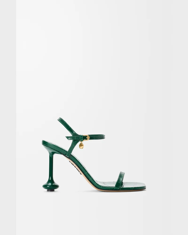 Loewe Toy Sandal In Croc-embossed Leather skin Size Mujer Emerald