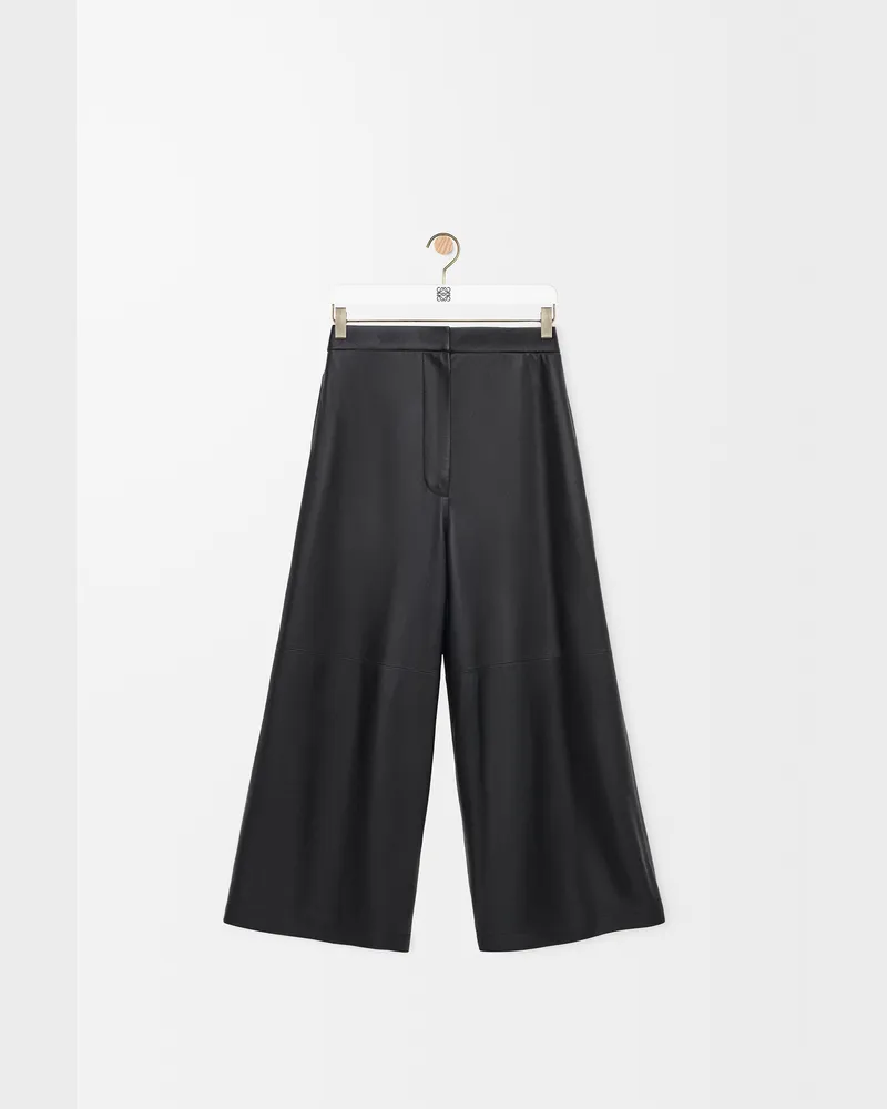 Loewe Cropped Trousers In Nappa Lambskin Size Mujer Black