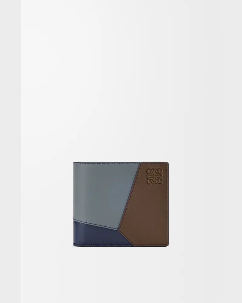 Loewe Puzzle Bifold Coin Wallet In Leather skin Hombre Blue
