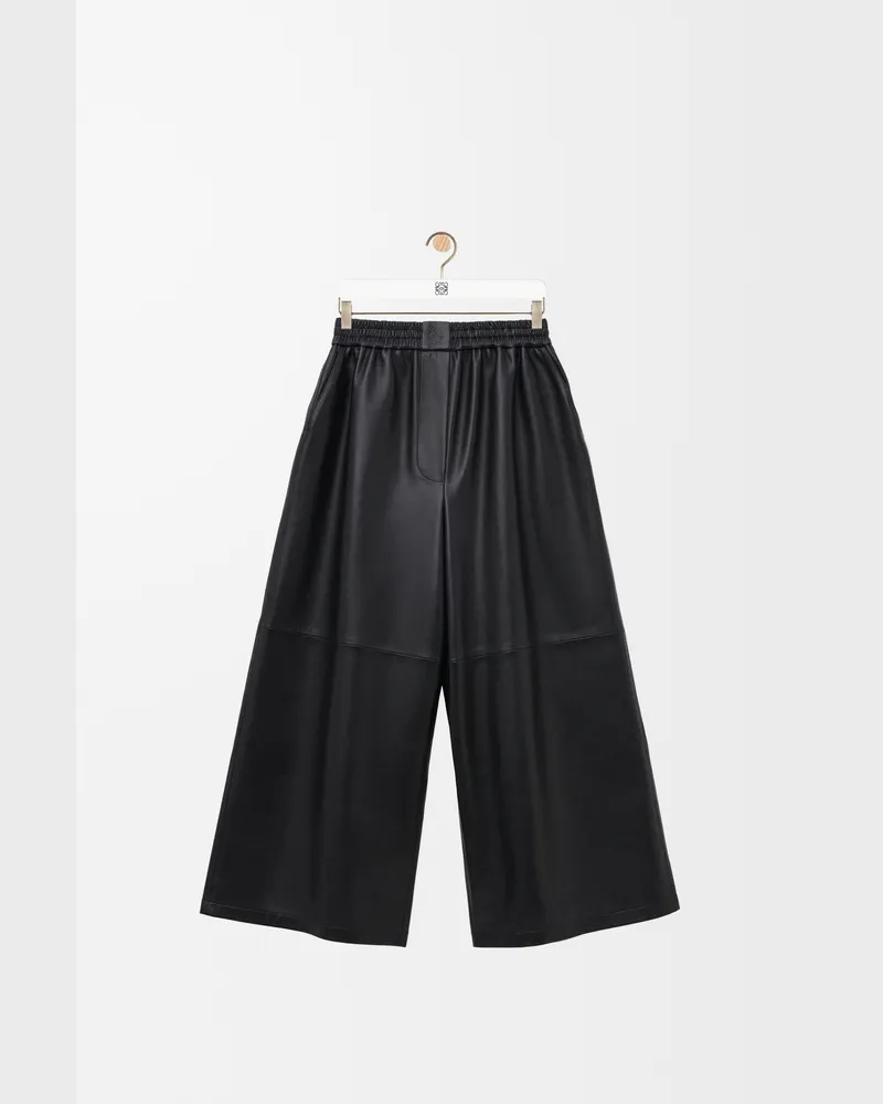 Loewe Cropped Trousers In Nappa Lambskin Size Mujer Black
