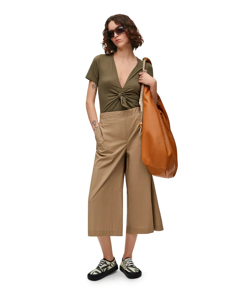 Loewe Luxury Cropped trousers in cotton blend Havana