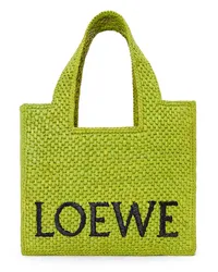 Loewe Luxury Small  Font Tote in raffia Meadow