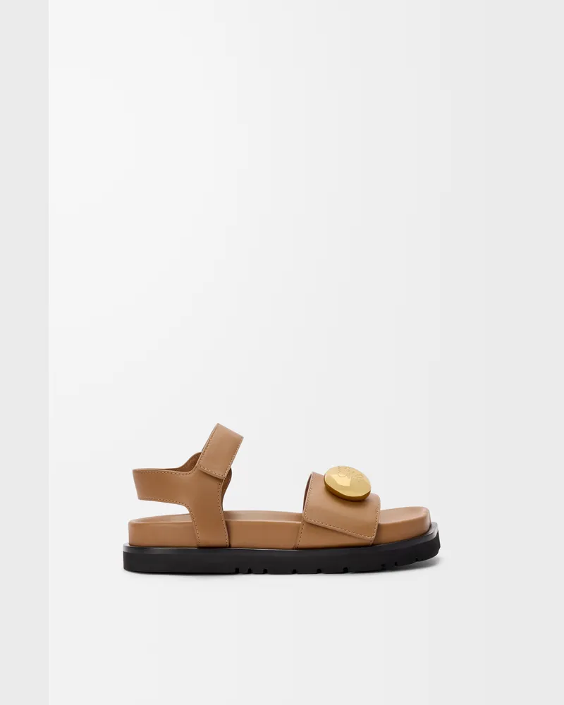 Loewe Pebble Fussbett Sandal In Soft Leather skin Size Mujer Oak