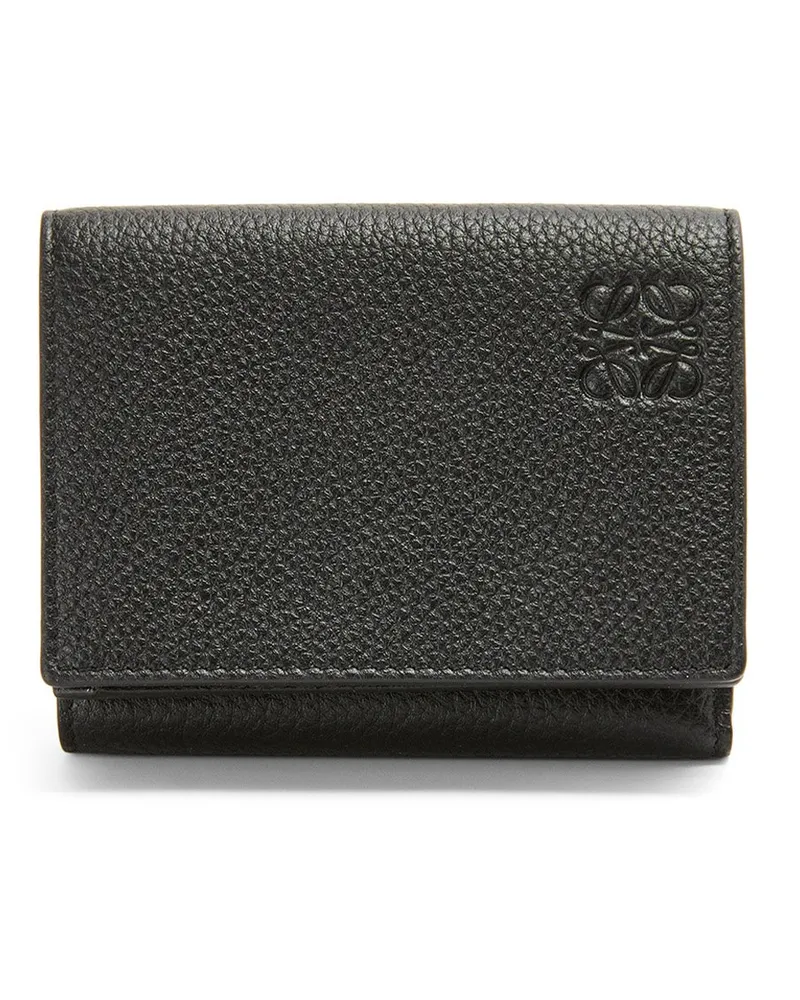 Loewe Luxury Trifold Wallet In Soft Grained Calfskin Black