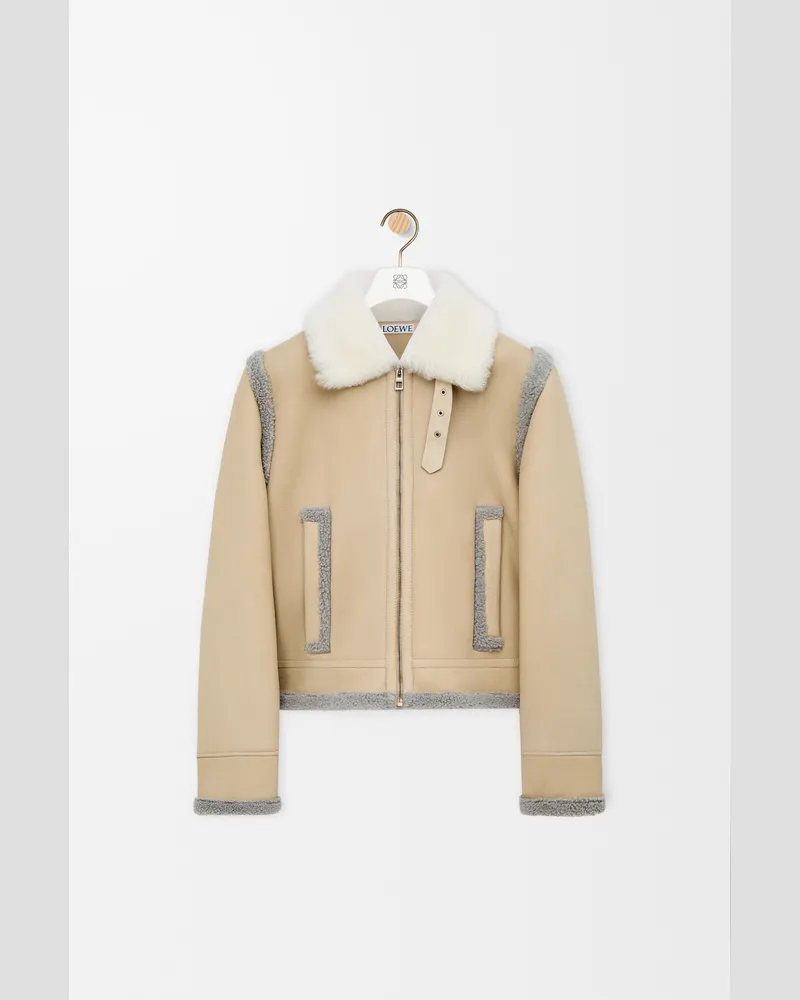 Loewe Jacket In Shearling Size Mujer Beige