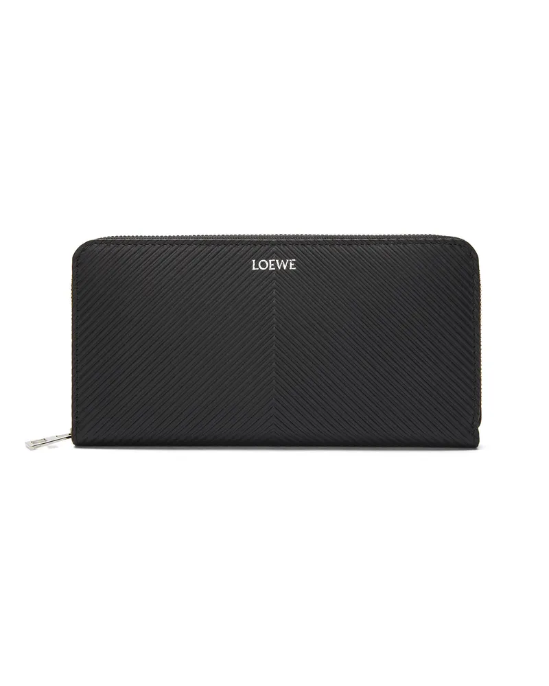 Loewe Luxury Zip Around Wallet In Textured Classic Calfskin Black