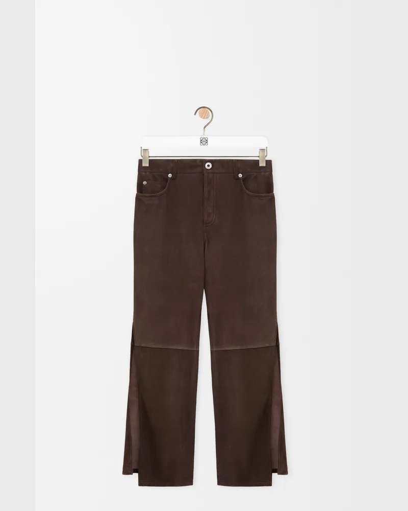 Loewe Trousers In Suede Goatskin Size Mujer Dark