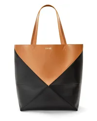 Loewe Luxury XL Puzzle Fold Tote in shiny calfskin Black