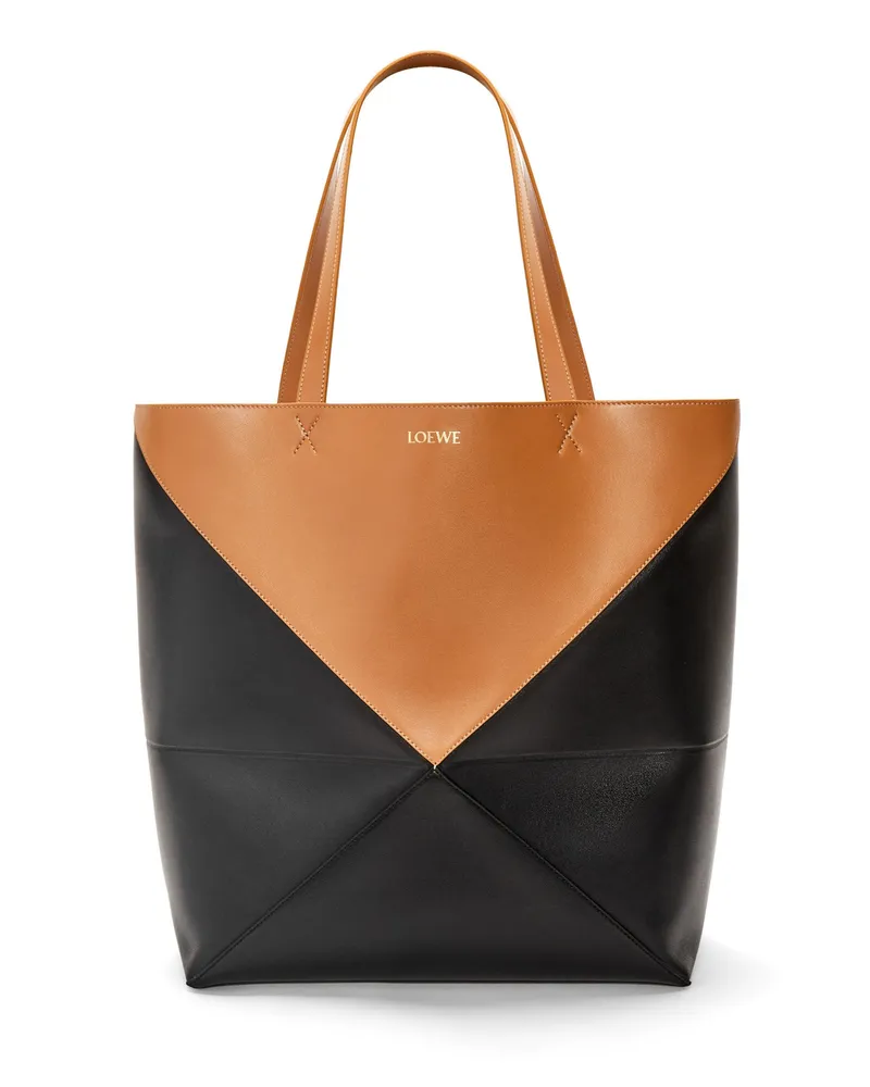 Loewe Luxury XL Puzzle Fold Tote in shiny calfskin Black