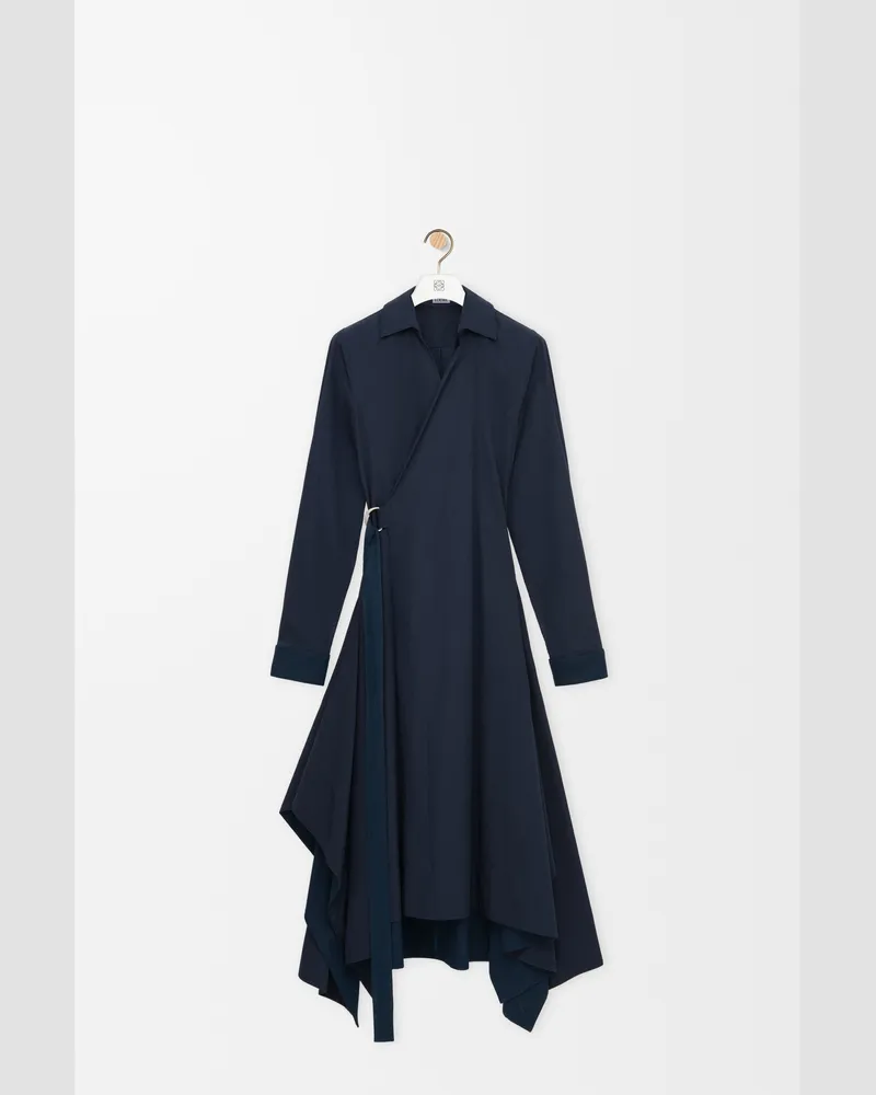 Loewe Draped Dress In Cotton Size Mujer Navy