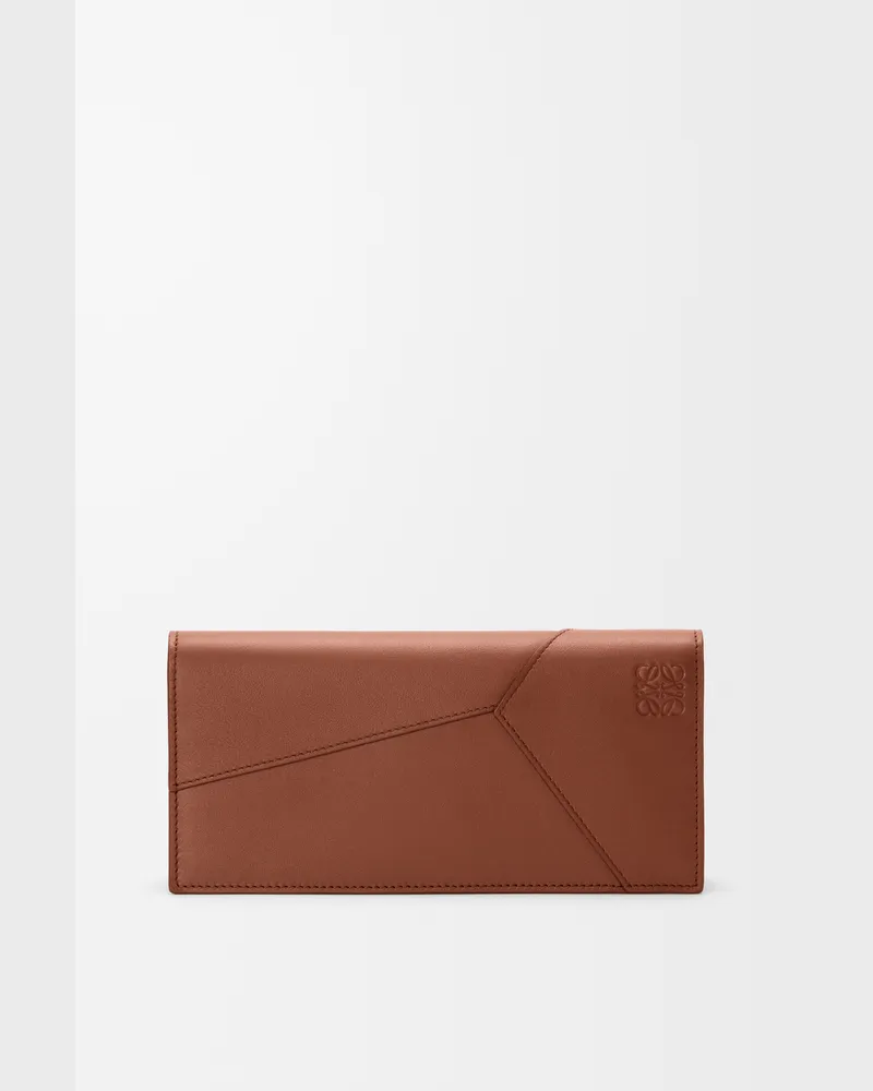 Loewe Puzzle Long Horizontal Wallet In Leather skin Hombre Brownie