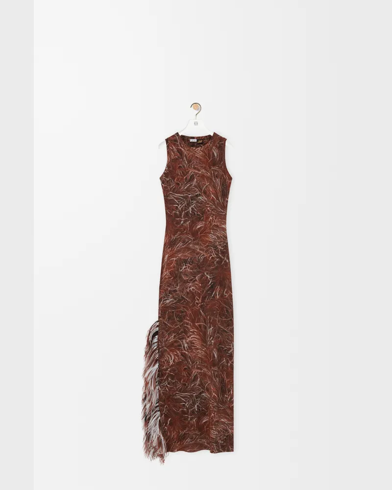 Loewe Feather Tank Dress In Modal Size Mujer Brown