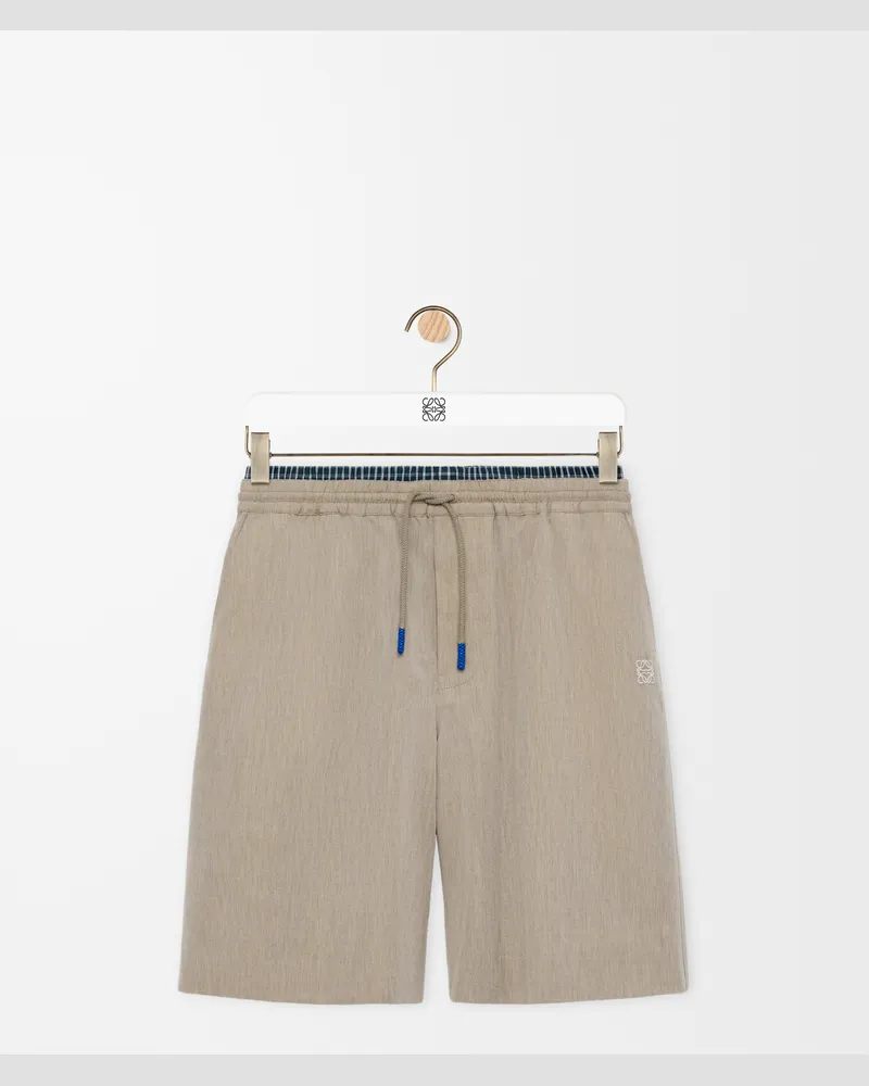 Loewe Drawstring Shorts In Wool And Cotton Size Hombre Beige