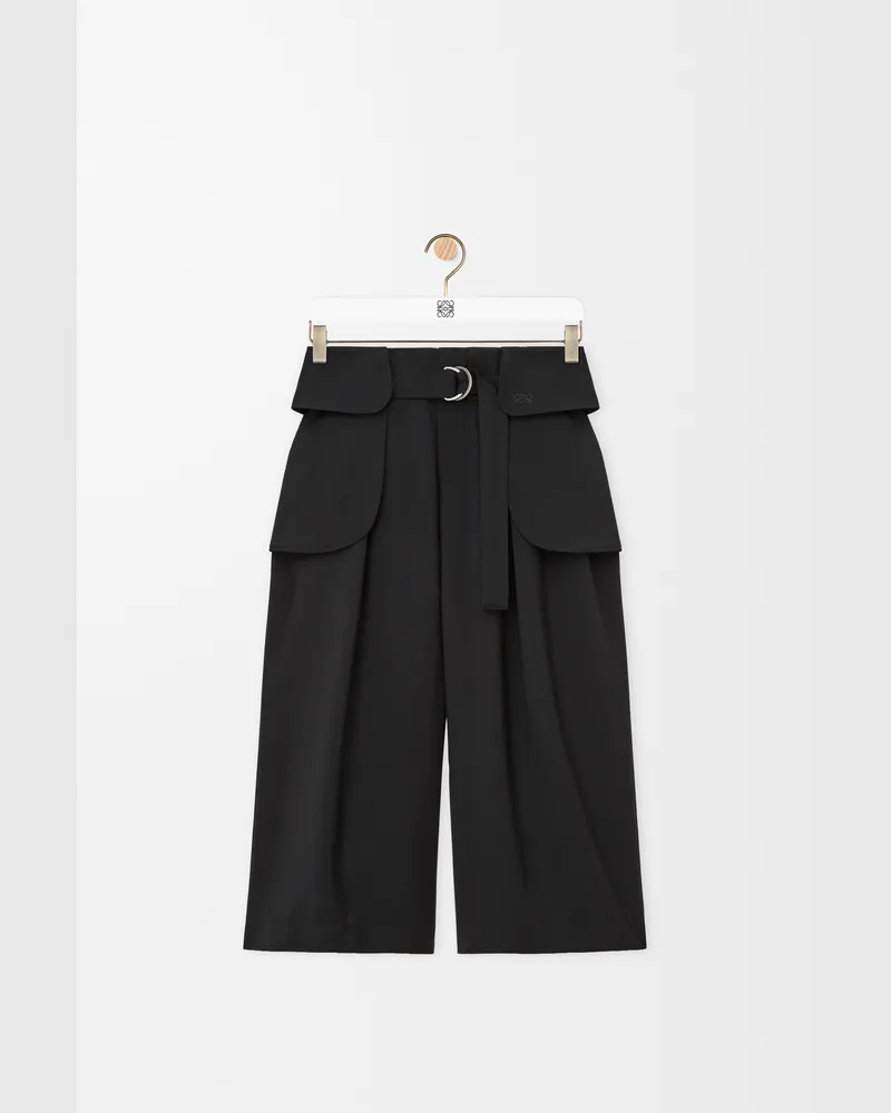 Loewe Cropped Cargo Trousers In Wool Size Mujer Black