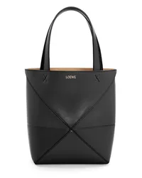 Loewe Luxury Mini Puzzle Fold tote in shiny calfskin Black