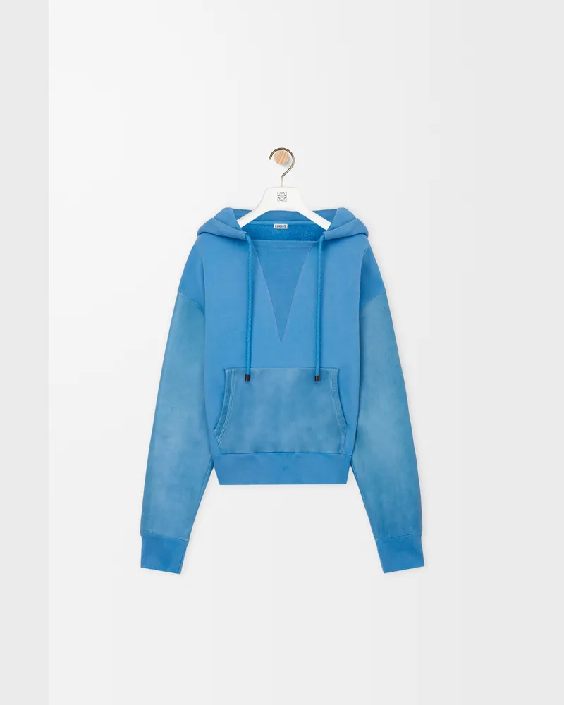 Loewe Hybrid Hoodie In Cotton And Nappa Lambskin Size Hombre Blue