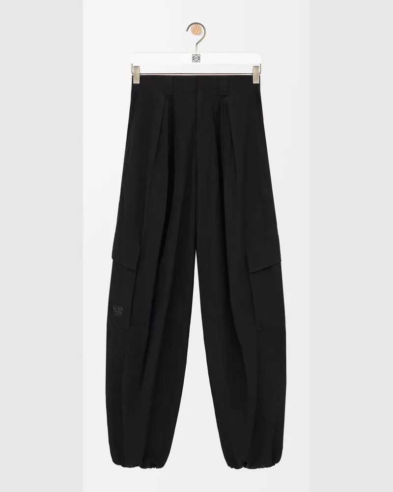 Loewe Pleated Cargo Trousers In Technical Shell Size Hombre Black
