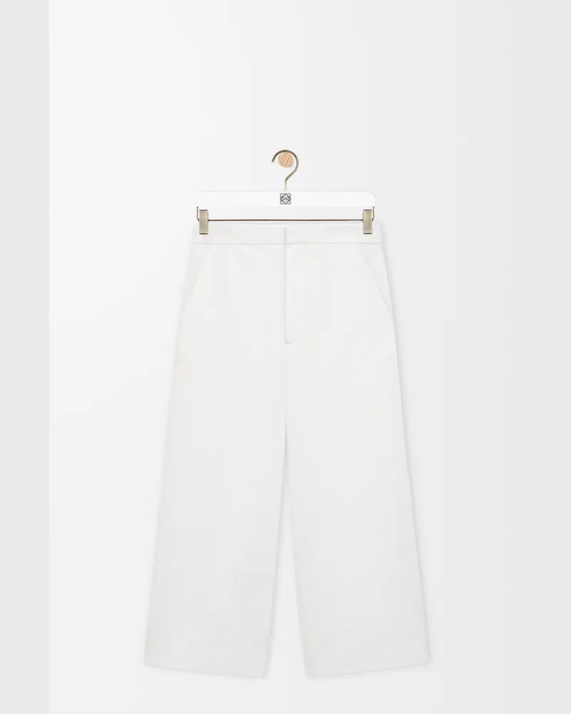 Loewe Cropped Trousers In Denim Size Mujer White