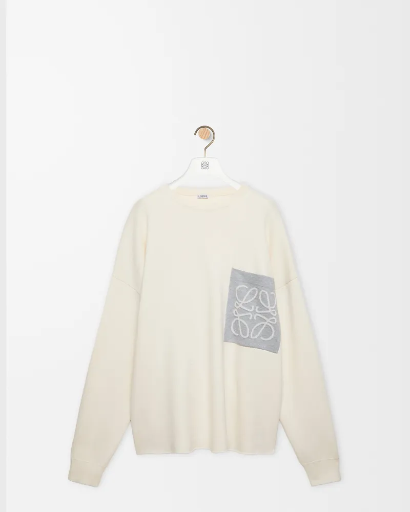 Loewe Anagram Pocket Sweater In Cotton Blend Size Hombre Beige