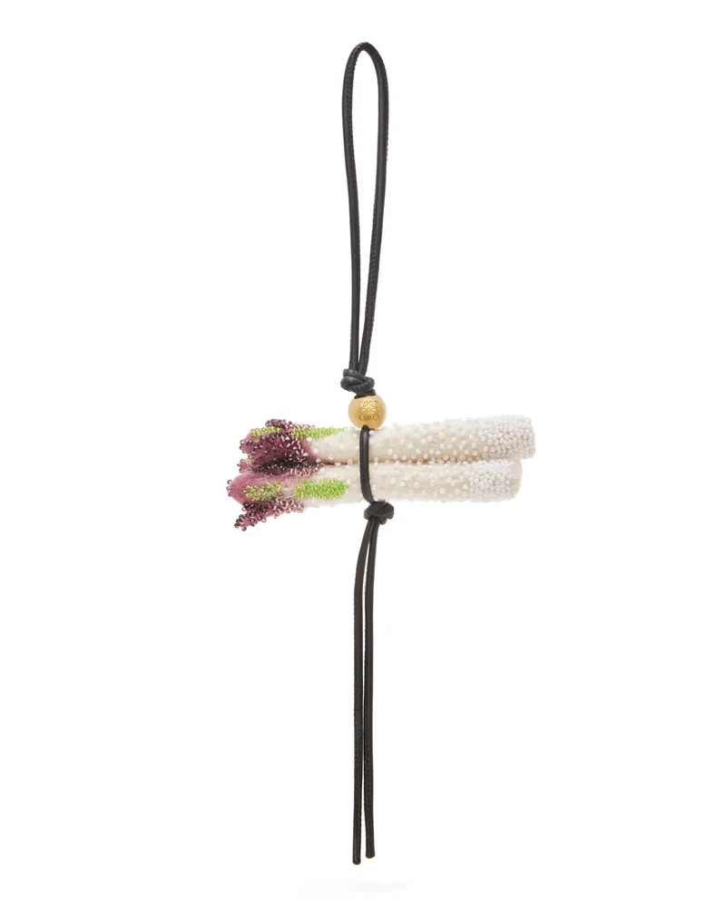 Loewe Luxury Asparagus Charm In Beaded Felt Crimson