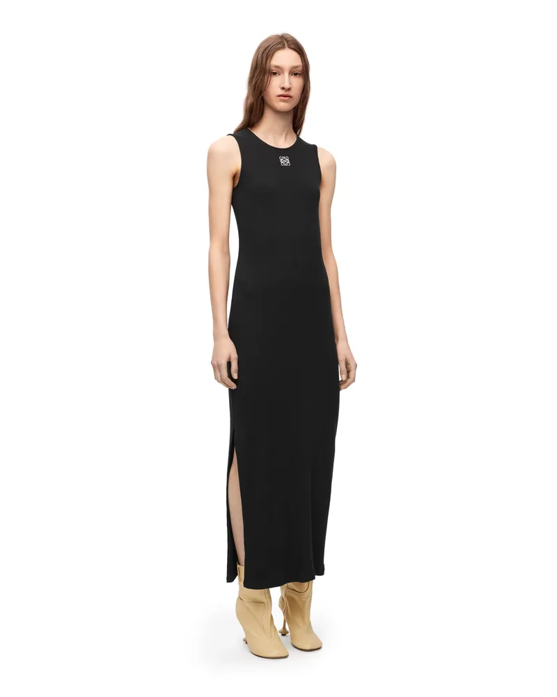 Loewe Luxury Anagram tank dress in cotton Black