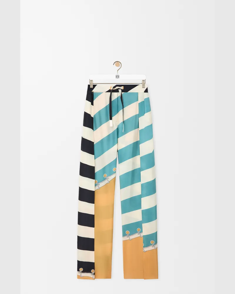 Loewe Trousers In Silk Size Mujer Orange