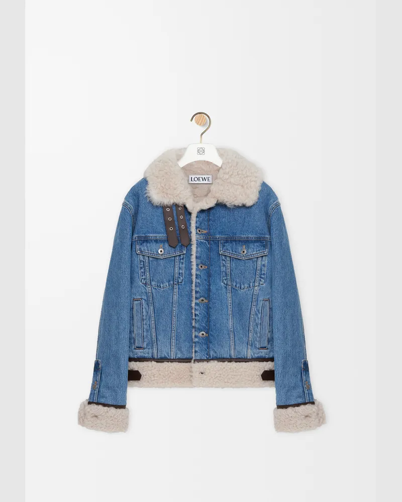 Loewe Trucker Jacket In Denim And Shearling Size Hombre Denim