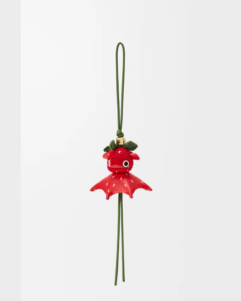 Loewe Strawberry Charm In Leather skin Mujer Red