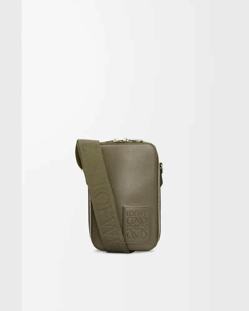 Loewe Vertical Crossbody Pocket In Satin Leather skin Hombre Khaki