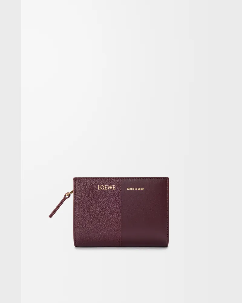 Loewe Duet Compact Wallet In Smooth And Grained Leather skin Mujer Dark
