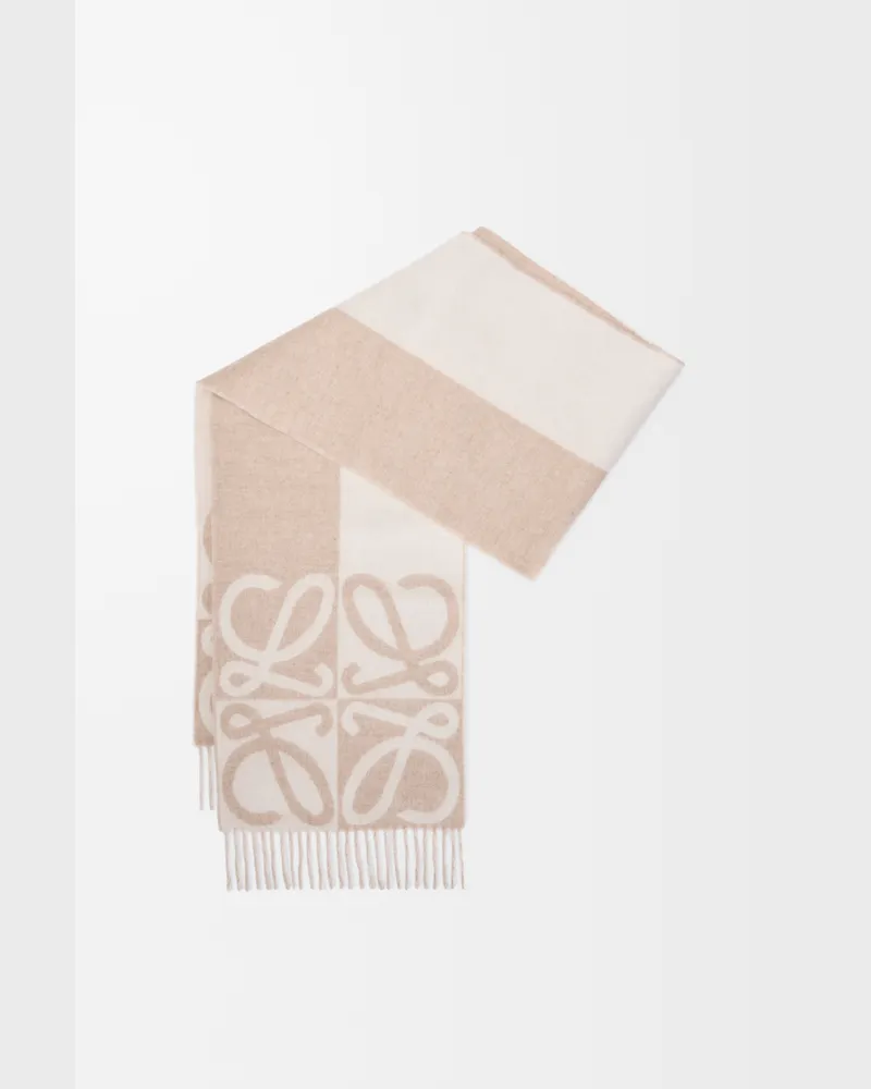 Loewe Scarf In Wool And Cashmere Mujer Beige