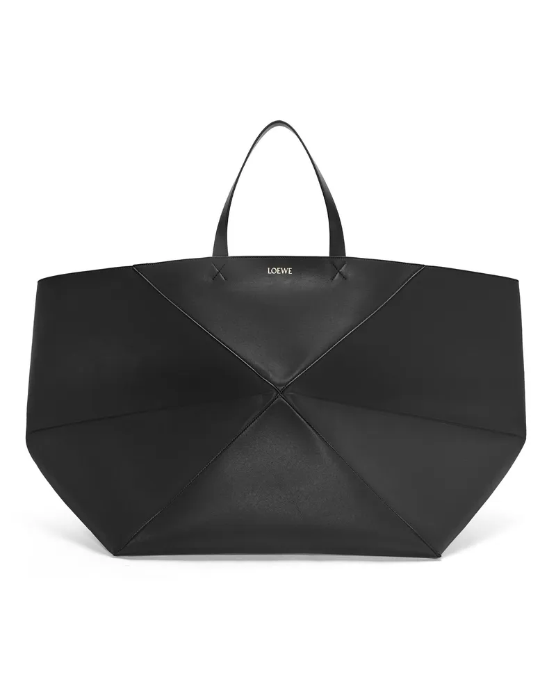 Loewe Luxury XXL Puzzle Fold Tote in shiny calfskin Black