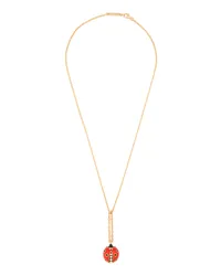 Loewe Luxury Dangling Ladybug necklace in sterling silver enamel and crystals Gold