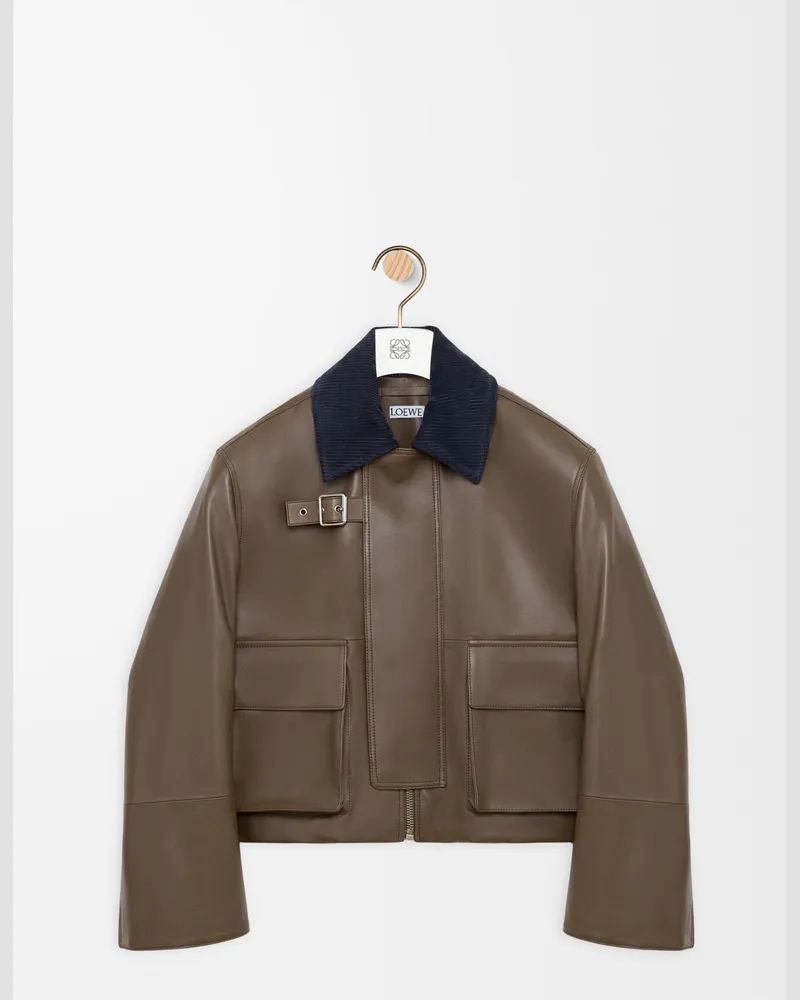 Loewe Short Parka In Nappa Lambskin Size Mujer Khaki