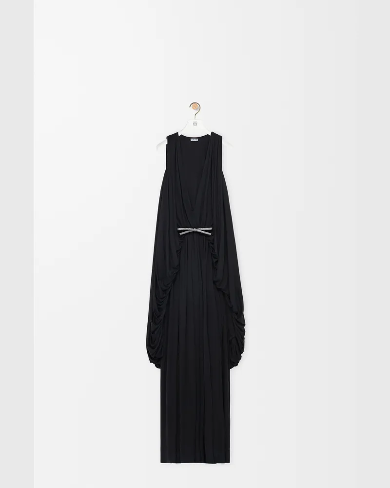Loewe Draped Dress In Silk Size Mujer Black