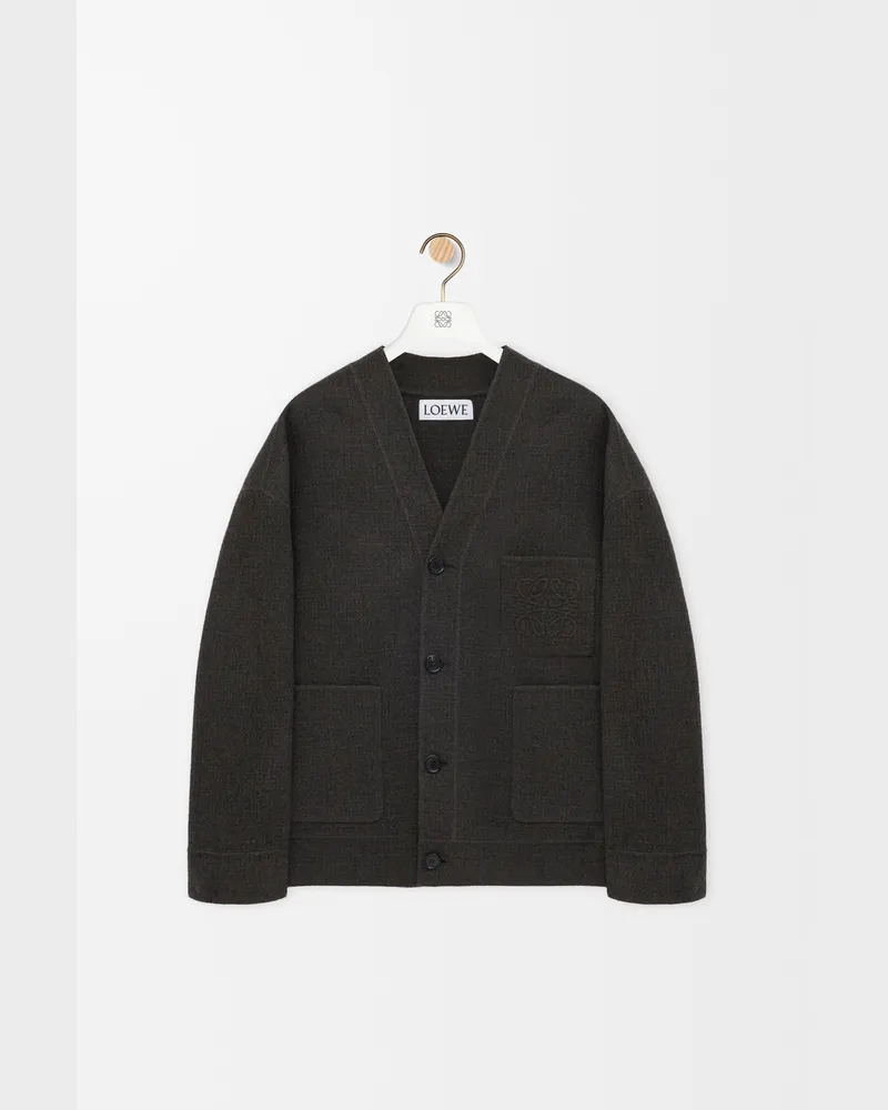 Loewe Cardigan In Wool And Silk Size Hombre Khaki