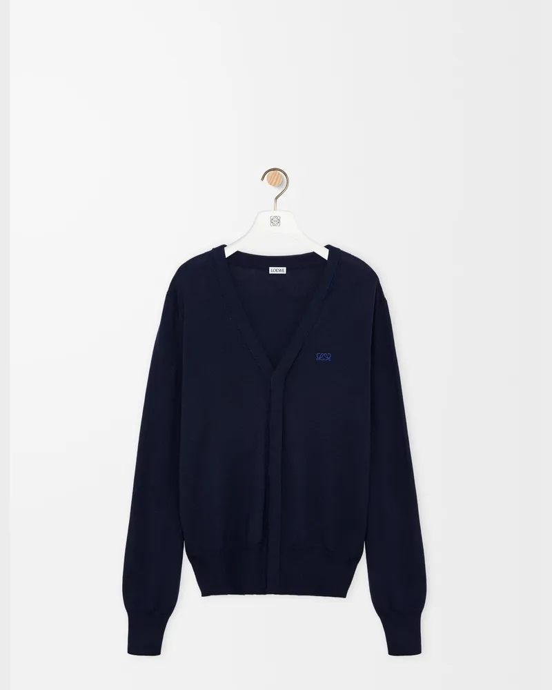 Loewe Cardigan In Merino Wool Size Hombre Navy